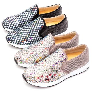 【GMS】MIT系列-印花亮粉牛皮編織懶人鞋(黑色)