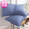 【Simple Living】精梳棉素色信封枕套 海洋藍(二入)