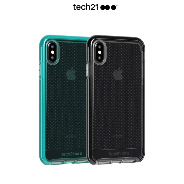 【英國Tech 21】iPhone Xs Max 超衝擊EVO CHECK防撞軟質格紋保護殼(EVO CHECK 全球專利防撞技術)
