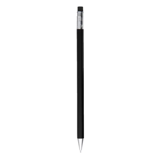 【MUJI 無印良品】木軸六角自動筆附橡皮擦/0.5mm.黑
