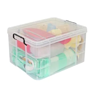 【真心良品】多功能掀蓋透明整理箱65L_1入(買一送一 附輪組)