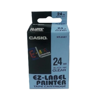 【CASIO 卡西歐】標籤機專用色帶-24mm透明底黑字(XR-24X1)