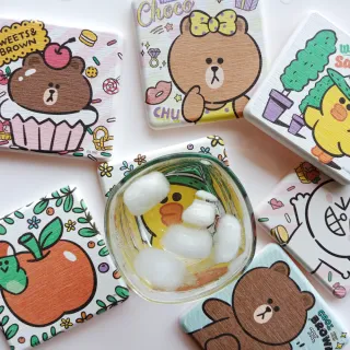 【收納王妃】LINE FRIENDS熊大 熊妹 兔兔 莎莉 愛德華杯墊 10款任選(珪藻土杯墊10×10×0.9㎝)