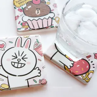 【收納王妃】LINE FRIENDS熊大 熊妹 兔兔 莎莉 愛德華杯墊 10款任選(珪藻土杯墊10×10×0.9㎝)