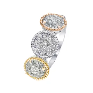 【King Star】18K金 天然鑽石戒指 圍繞幸福(三色金配戴設計)