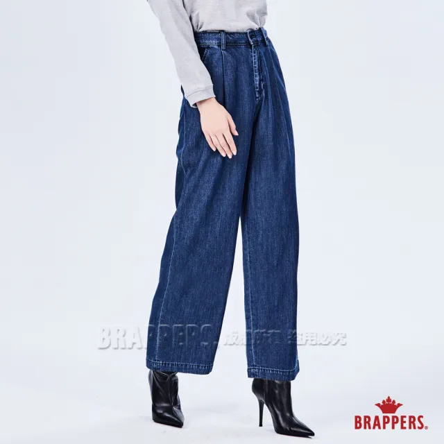 【BRAPPERS】女款 Boy friend系列-天絲棉中高腰寬版褲(藍)