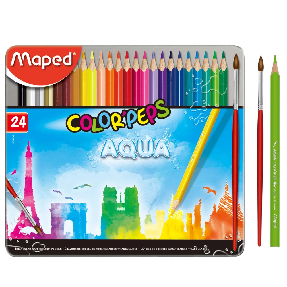 【法國Maped】學用水彩色鉛筆(24色鐵盒)
