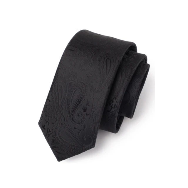 【拉福】腰果紋6CM中窄版領帶拉鍊領帶(黑色紋)