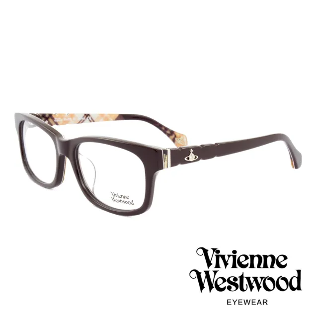 【Vivienne Westwood】英國薇薇安魏斯伍德經典英格蘭格紋設計款光學眼鏡(深棕 VW323M04)