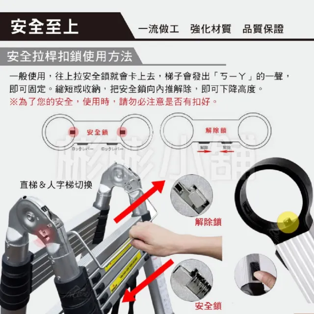 【彬彬小舖】1.6+1.6M 鋁合金多功能伸縮梯(免安裝/樓梯/工作梯/A字梯/人字梯/摺疊梯/鋁梯/梯子)