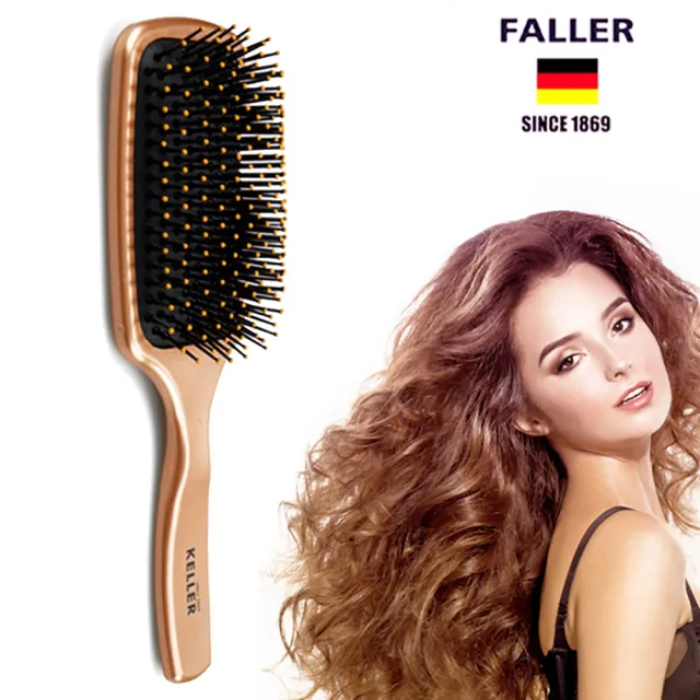【FALLER 芙樂】金屬光抗糾結大型氣墊好按摩梳(氣墊好按摩梳/梳頭按摩美容/雙11)