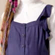 【Gennies 奇妮】前領可開釦吊帶洋裝(紫G2416)