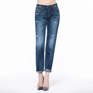 【BRAPPERS】女款 Boy Friend Jeans系列-中低腰八分反摺褲(深藍)