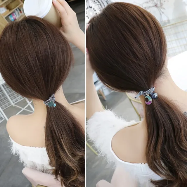 【Emi 艾迷】韓系清新童趣可愛裝飾蝴蝶結髮圈9件組 成人兒童髮圈 兒童髮飾(黑色)