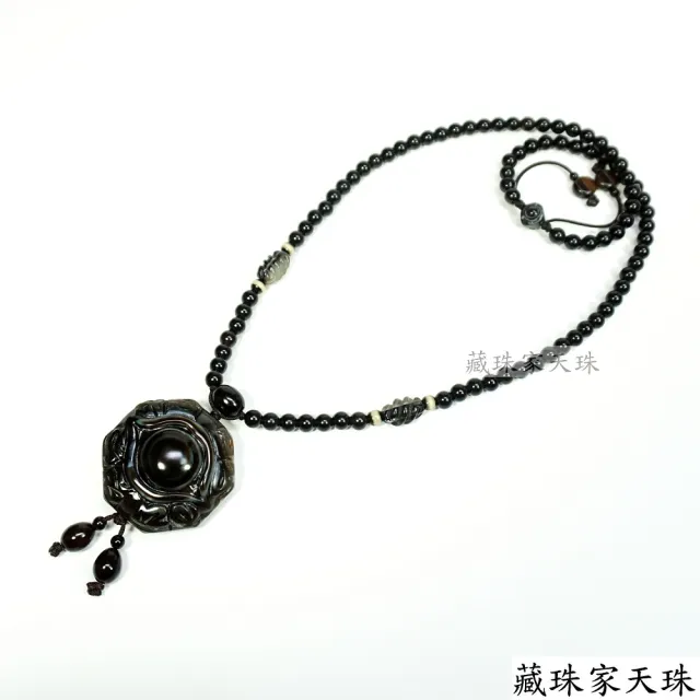 【藏珠家】50mm財咒八卦天眼+十字金剛杵天珠項鍊