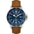【TIMEX】天美時 風格系列 經典紳士手錶(藍/棕色 TXTW2R64500)