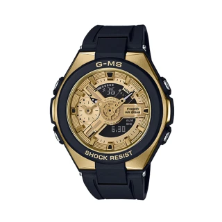 【CASIO 卡西歐】BABY G 都會優雅雙顯女錶 樹脂錶帶 金色錶面 防水100米 世界時間(MSG-400G-1A2)