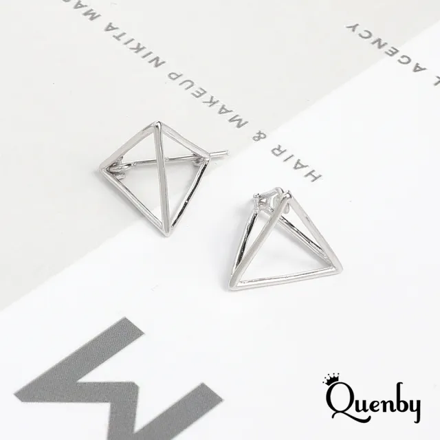 【Quenby】925純銀 極簡風幾何立體耳環/耳針(耳環/配件/交換禮物)