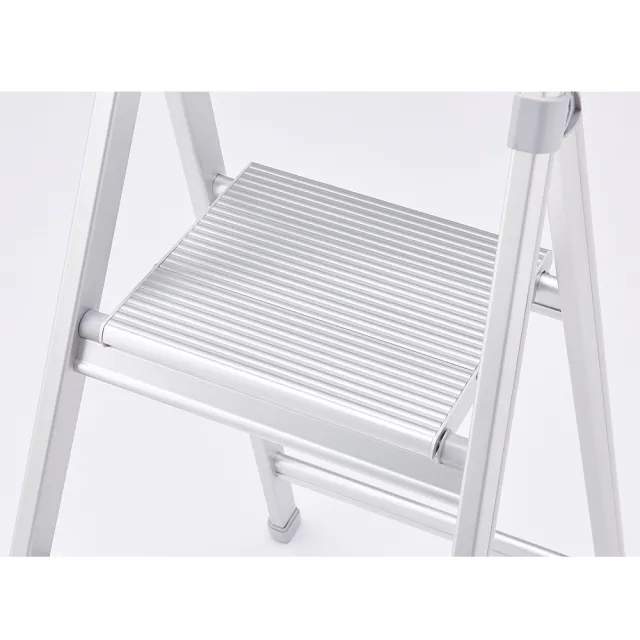 【Hasegawa 長谷川】家用扶手踏台鋁梯可當椅-時尚霧銀-日本設計(SRA-11)