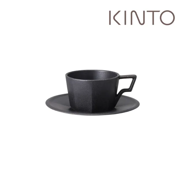 【Kinto】OCT八角陶瓷杯盤組220ml 黑