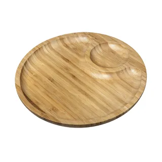 【英國 WILMAX】竹製圓形分隔餐盤/輕食盤(30.5CM)