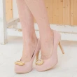 【GMS】MIT花嫁系列-羊皮水鑽方釦厚底高跟鞋(名媛粉)