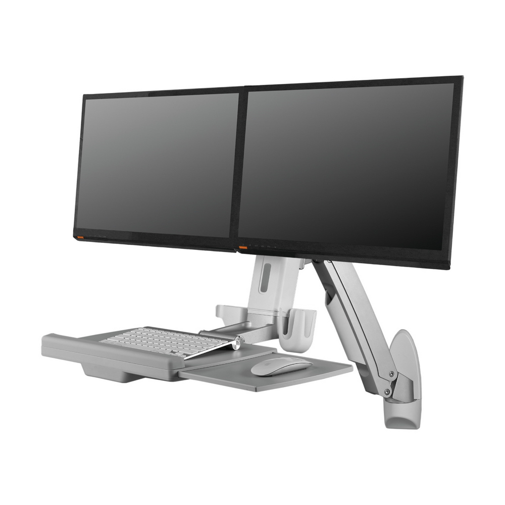 【HE Mountor】HE雙升降單旋臂雙螢幕鍵盤架壁掛型 總載重2-8公斤(H12ORW)