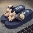 【Jingle】甜美花朵小熊沙灘厚底人字夾腳涼拖鞋(7色可選)