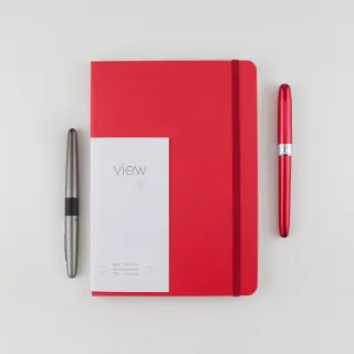 【綠的事務用品】眼色View-16K精裝方格筆記本-紅
