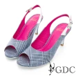 【GDC】春夏真皮氣質格紋魚口鞋-藍色(813307)