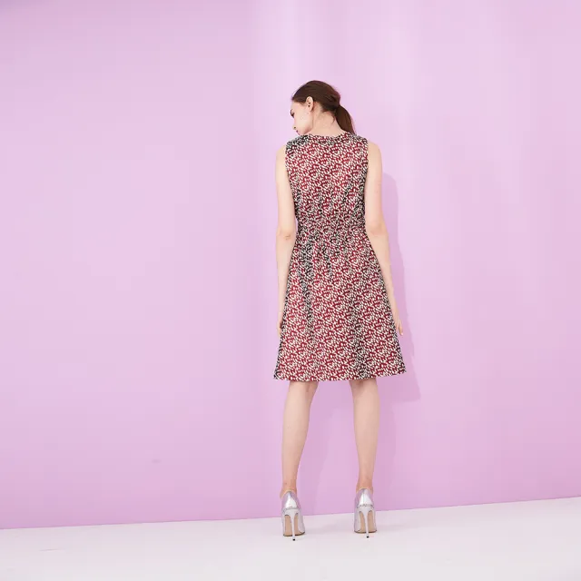 【ICHE 衣哲】名媛時尚立體提花打摺挺版無袖禮服洋裝-紅