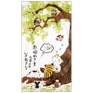 【LASSLEY】日本門簾-夢想貓85X150cm(日式 和風 日風 雙開式)