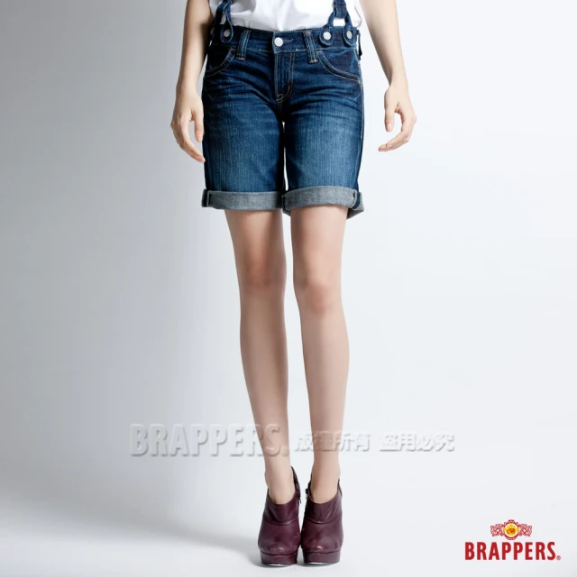 【BRAPPERS】女款 吊帶褲系列-吊帶五分褲(藍)