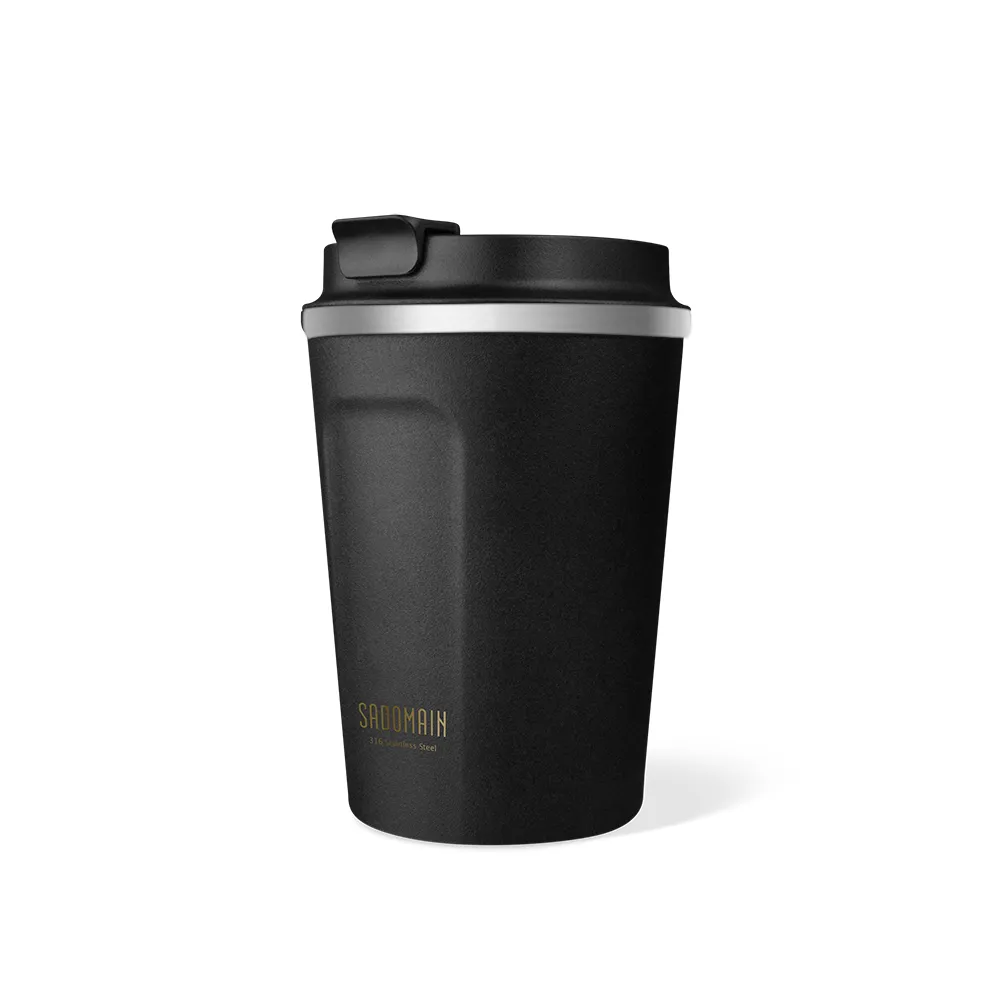 【仙德曼 SADOMAIN】316不鏽鋼咖啡直飲保溫杯 360ml-黑色(咖啡隨行杯/直飲杯/環保杯/不鏽鋼保溫杯)(保溫瓶)