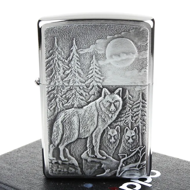 【Zippo】美系~Timberwolves-灰狼圖案貼飾打火機