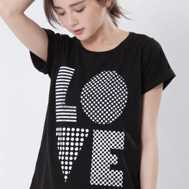 【so that’s me 好我】LOVE寬版反褶方袖女T(黑)