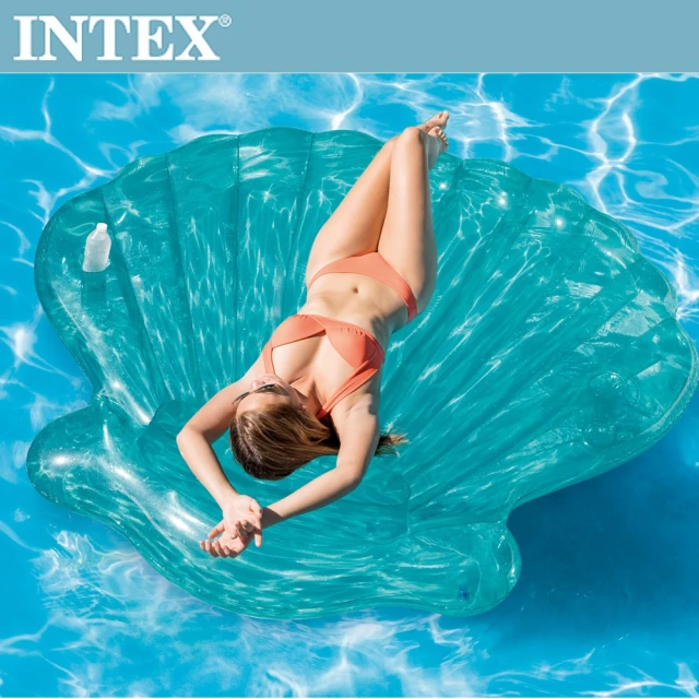 【INTEX】美人魚貝殼浮排-杯架設計_191*191*25cm_適用:成人(57255)