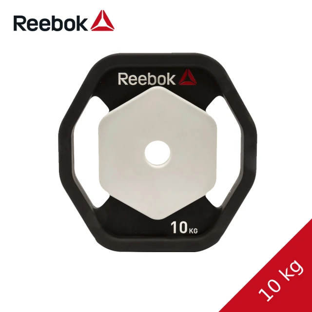 【REEBOK】八角PU槓片-10kg兩片(啞鈴/舉重/重訓)