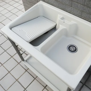 【Abis】日式穩固耐用ABS塑鋼雙槽式洗衣槽-不鏽鋼腳架(2入)