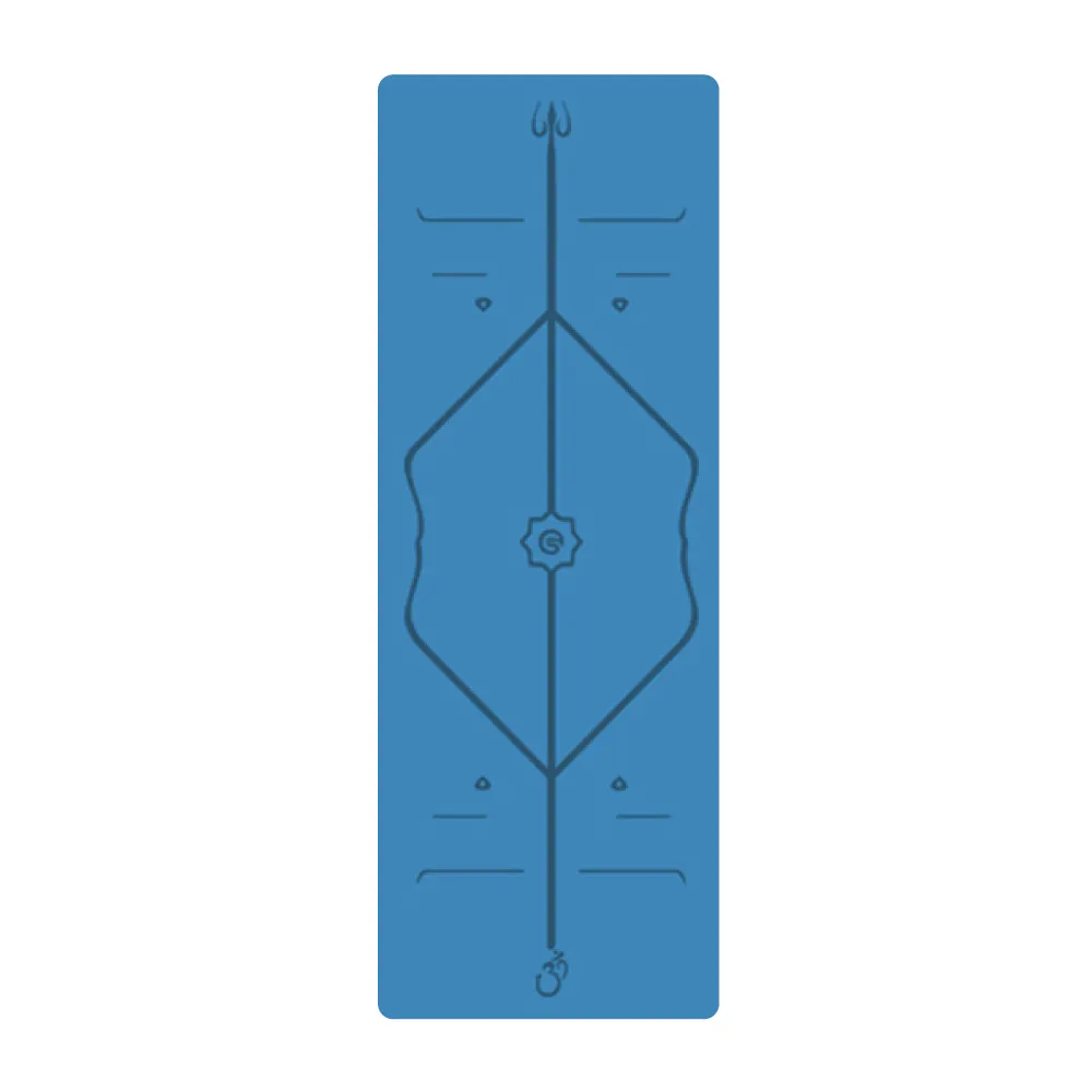 【生活良品】頂級PU天然橡膠瑜珈墊-正位體位線-厚度5mm高回彈專業版-深藍色(贈牛津布600D背袋及綁帶)