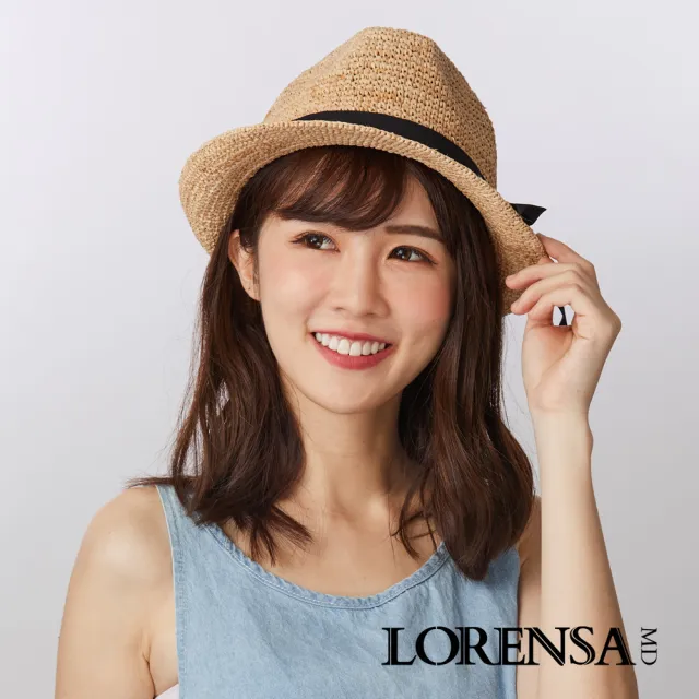 【Lorensa蘿芮】天然拉菲亞草學院風遮陽紳士草帽