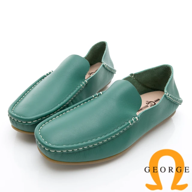 【GEORGE 喬治皮鞋】水洗系列 素面縫線懶人休閒鞋-綠418017BJ-50