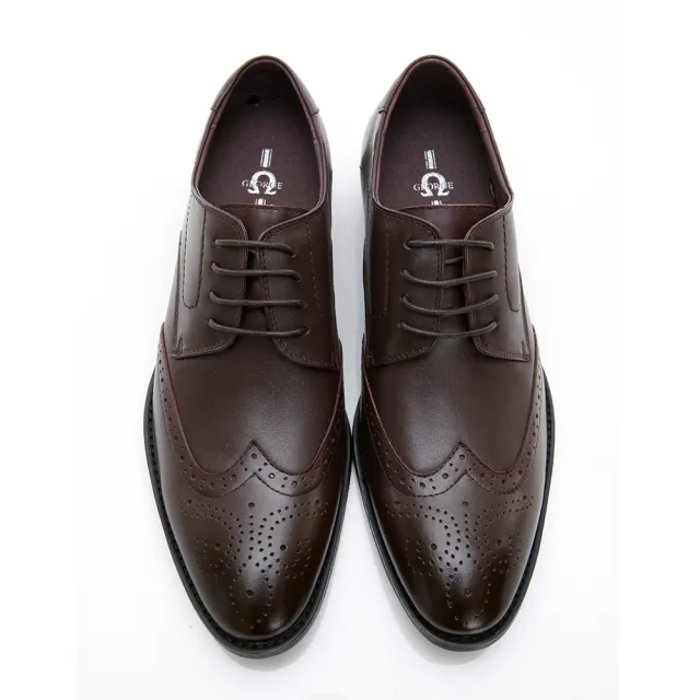 【GEORGE 喬治皮鞋】時尚職人系列 皮革拼接牛津鞋紳士鞋皮鞋氣墊鞋-酒紅735010BW-61