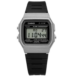 【CASIO 卡西歐】電子數位 橡膠手錶 灰黑色 33mm(F-91WM-1B)