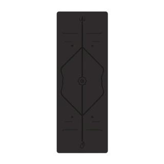 【生活良品】頂級PU天然橡膠瑜珈墊-正位體位線-厚度5mm高回彈專業版-黑色(贈牛津布600D背袋及綁帶)