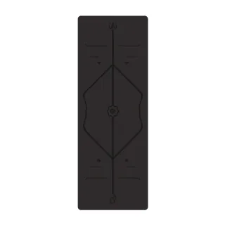 【生活良品】頂級PU天然橡膠瑜珈墊-正位體位線-厚度5mm高回彈專業版-黑色(贈牛津布600D背袋及綁帶)