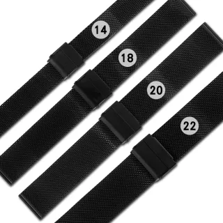 【Watchband】DW代用 各品牌通用 附工具 米蘭編織不鏽鋼錶帶(黑色)