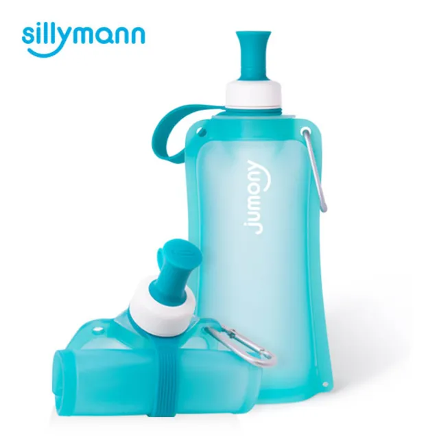 【韓國sillymann】100%簡約便攜捲式鉑金矽膠水瓶-550ml(薄荷藍)