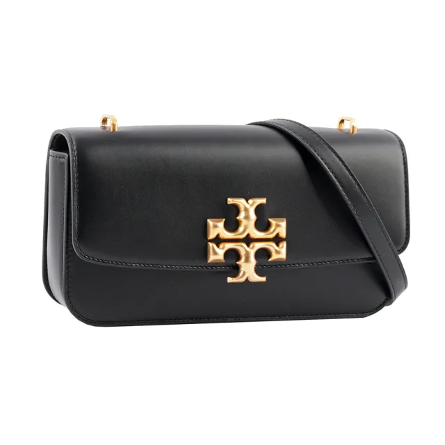 【TORY BURCH】Eleanor 大標誌長型翻蓋小款二用包(黑色)