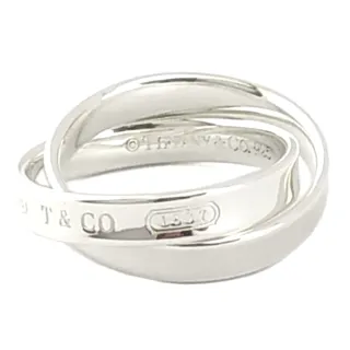 【Tiffany&Co. 蒂芙尼】925純銀-1837 刻字系列雙戒環戒指